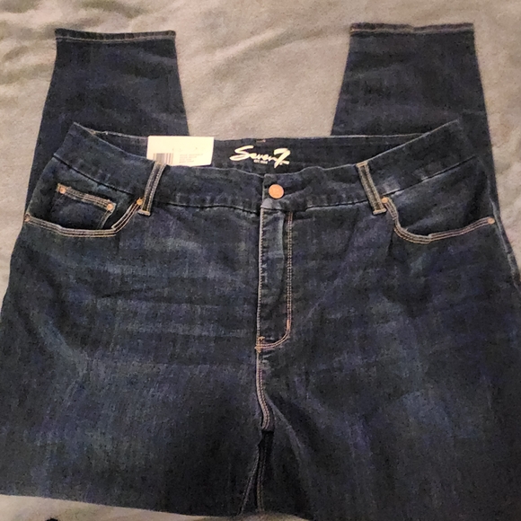 Seven7 Womens Plus Size Midnight Blue Tummyless Skinny Jeans - Picture 3 of 4